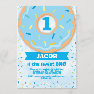 Invitación al primer cumpleaños de Donut Chico roc