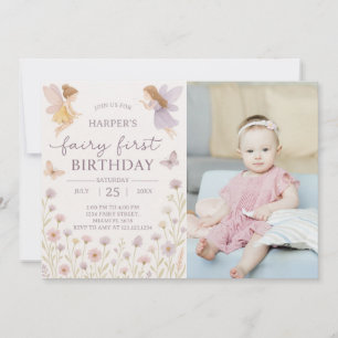 Invitación al primer cumpleaños de Fairy Garden co