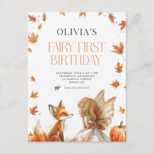 Invitación al primer cumpleaños de Fall Fairy con