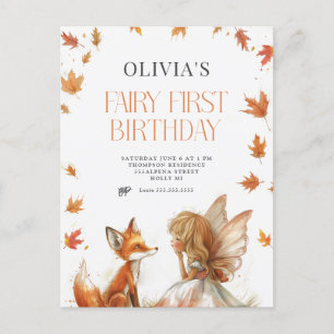 Invitación al primer cumpleaños de Fall Fairy con
