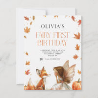 Invitación al primer cumpleaños de Fall Fairy con