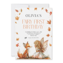 Invitación al primer cumpleaños de Fall Fairy con
