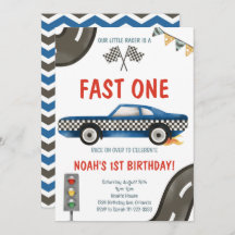 Invitación al primer cumpleaños de Fast One Blue R
