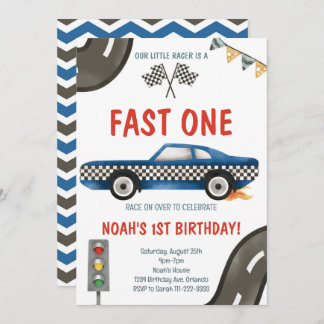 Invitación al primer cumpleaños de Fast One Blue R
