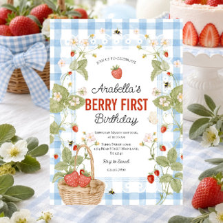 Invitación al primer cumpleaños de fresa