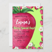 Invitación al primer cumpleaños de Fresa adorable