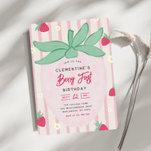 Invitación al primer cumpleaños de Fresa Berry
