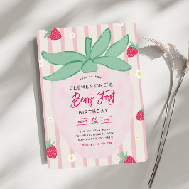 Invitación al primer cumpleaños de Fresa Berry