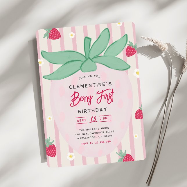 Invitación al primer cumpleaños de Fresa Berry (Subido por el creador)