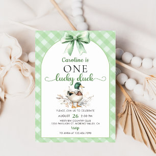 Invitación al primer cumpleaños de Green One Lucky