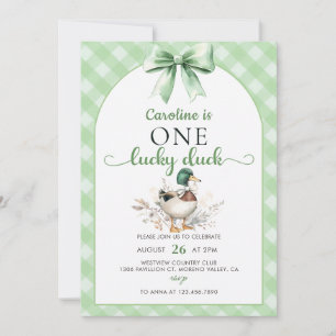 Invitación al primer cumpleaños de Green One Lucky