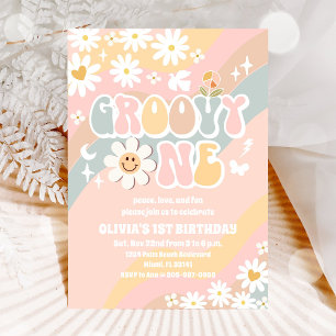Invitación al Primer Cumpleaños de Groovy Daisy