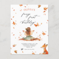 Invitación al primer cumpleaños de Hada de Otoño y