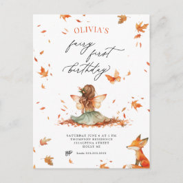 Invitación al Primer Cumpleaños de Hada de Otoño y