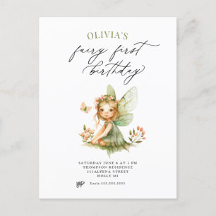 Invitación al primer cumpleaños de hada linda
