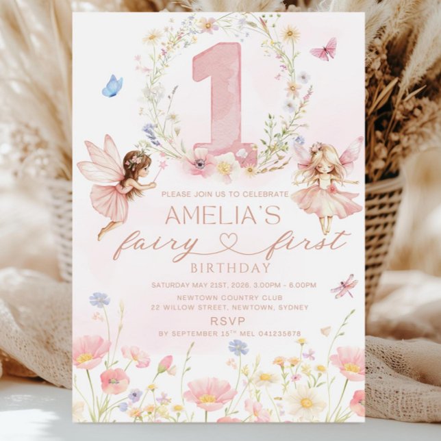 Invitación al Primer Cumpleaños de Hada Niña, Hada (Subido por el creador)