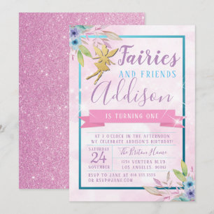 Invitación al primer cumpleaños de hadas
