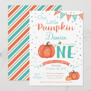 Invitación al primer cumpleaños de la calabaza peq
