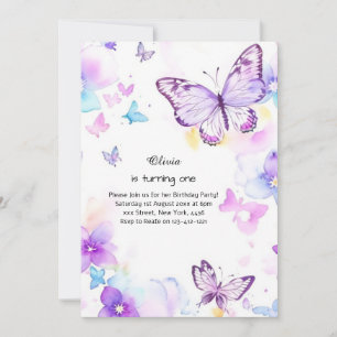 Invitación al primer cumpleaños de la mariposa