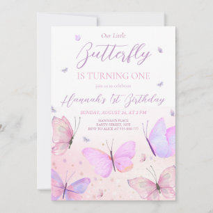Invitación al primer cumpleaños de la mariposa