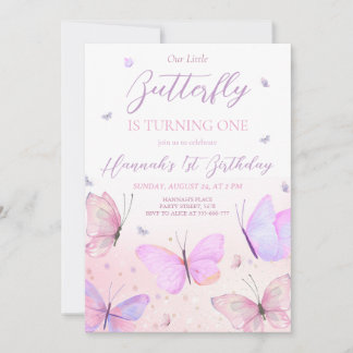 Invitación al primer cumpleaños de la mariposa