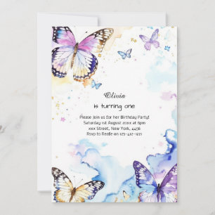 Invitación al primer cumpleaños de la mariposa