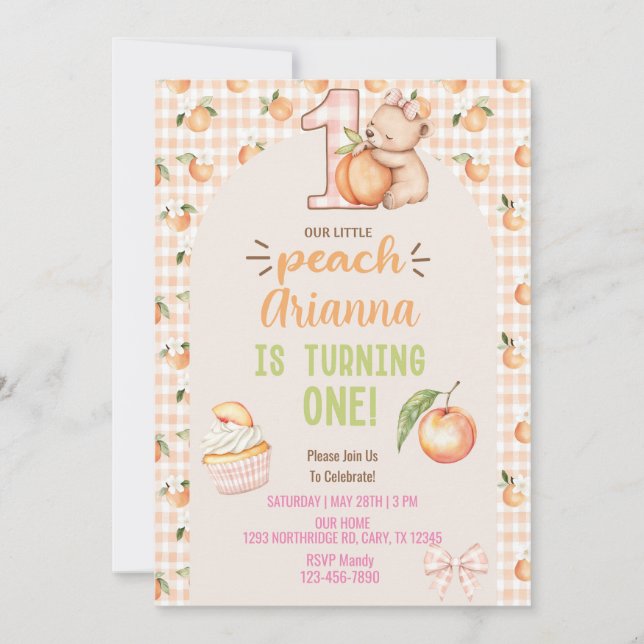 Invitación al primer cumpleaños de la pequeña niña (Anverso)