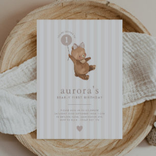 Invitación al primer cumpleaños de las niñas osas