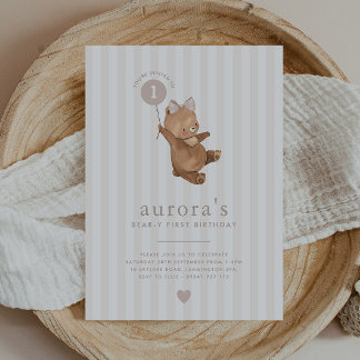 Invitación al primer cumpleaños de las niñas osas