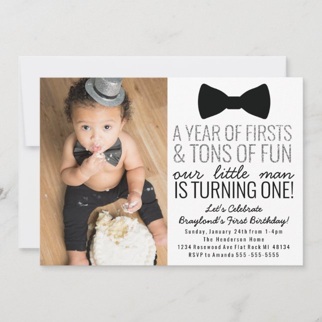 Invitación al primer cumpleaños de Little Man (Anverso)