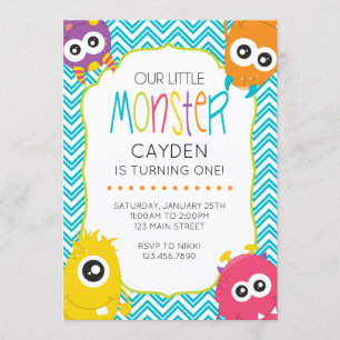 Invitación al primer cumpleaños de Little Monster