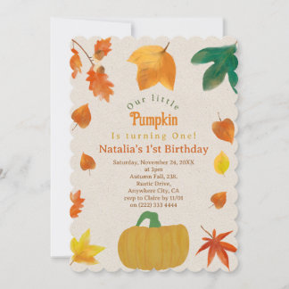Invitación al primer cumpleaños de Little Pumpkin