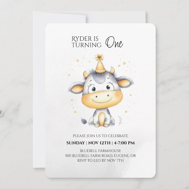 Invitación al primer cumpleaños de los animales de (Anverso)