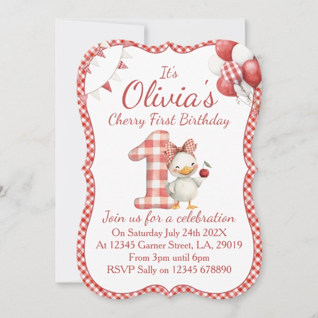 Invitación al Primer Cumpleaños de Niña (Anverso)