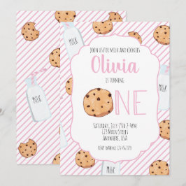 Invitación al primer cumpleaños de niña con leche 