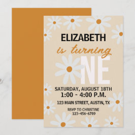 Invitación al primer cumpleaños de niñas Daisy