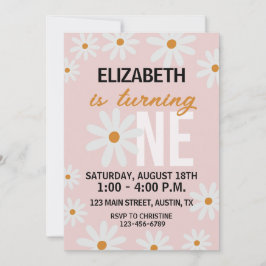 Invitación al primer cumpleaños de niñas Daisy Lit