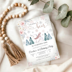 Invitación al Primer Cumpleaños de Oso Invernal