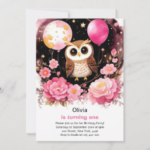 Invitación al primer cumpleaños de Owl Chica