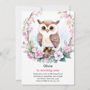 Invitación al primer cumpleaños de Owl Chica