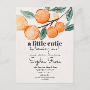 Invitación al primer cumpleaños de pequeña naranja