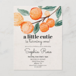 Invitación al primer cumpleaños de pequeña naranja