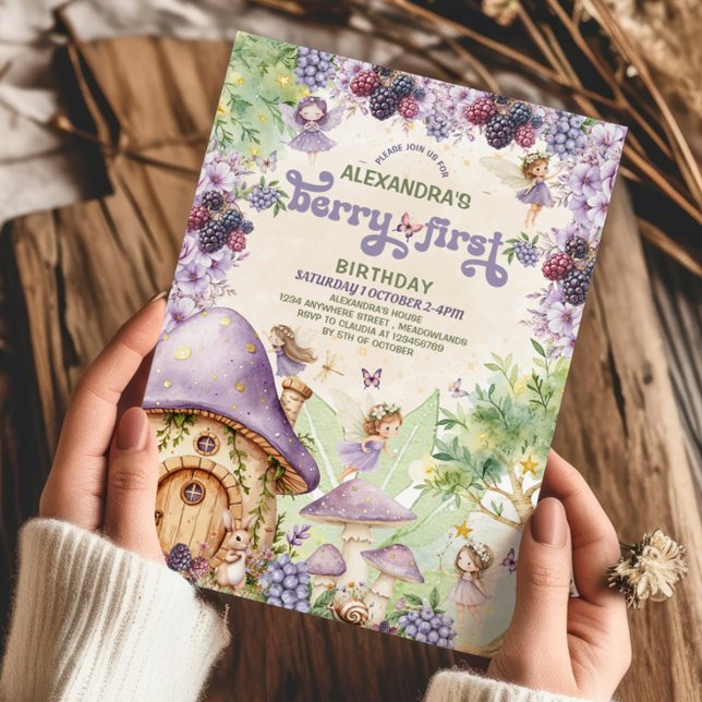 Invitación al primer cumpleaños de Purple Berry Fi (Subido por el creador)