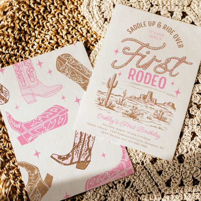 Invitación al primer cumpleaños de Rodeo de chica (Subido por el creador)