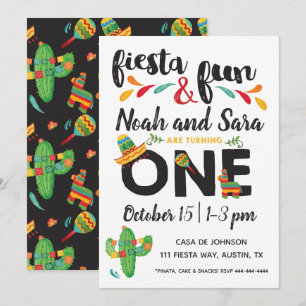 Invitación al primer cumpleaños de Twin Fiesta