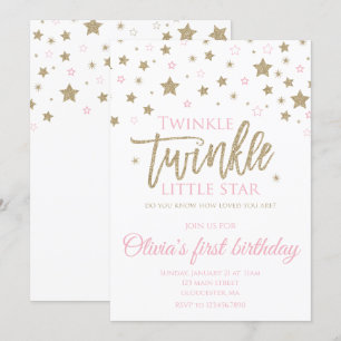 Invitación al primer cumpleaños de Twinkle Twinkle