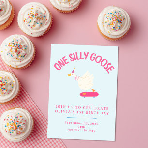 Invitación al Primer Cumpleaños de Una Niña Silly