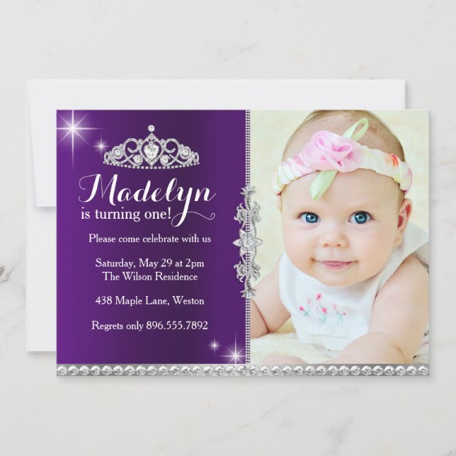 Invitación al Primer Cumpleaños de una Princesita (Anverso)