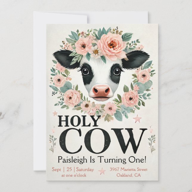 Invitación al Primer Cumpleaños de Vaca Sagrada (Anverso)