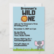 Invitación al primer cumpleaños de WILD ONE Baby